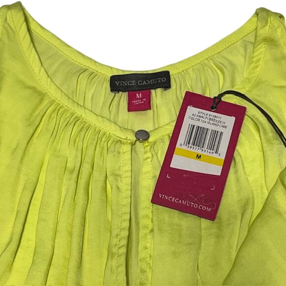 VINCE CAMUTO "Island Lime" Yellow Sleeveless Keyhole Cutout Top Size M NWT - Picture 11 of 15